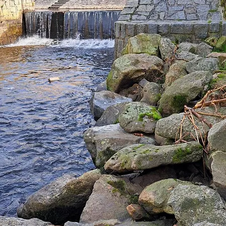 A By A Weir With A View Of Rozmberk Castle *