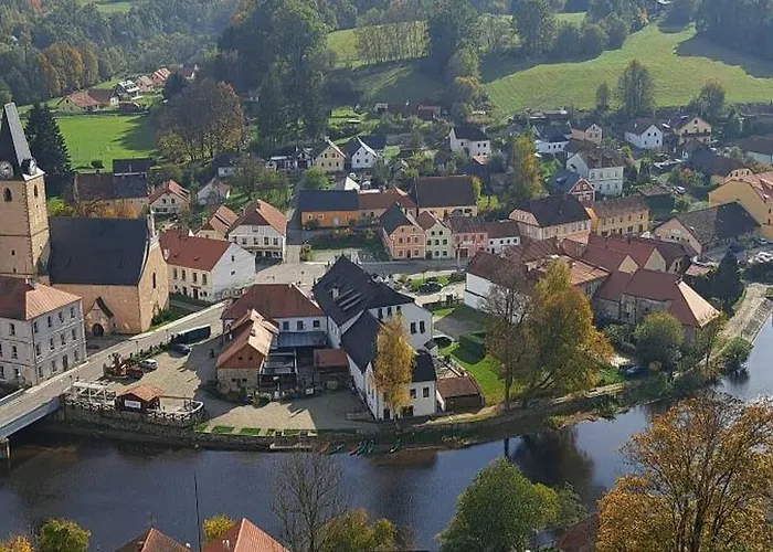A By A Weir With A View Of Rozmberk Castle